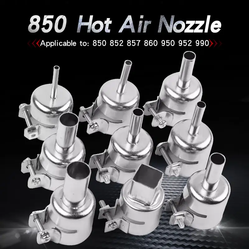 9PCS 850 Hot Air Nozzle 3-12mm Universal Nozzles Air Soldering Welding Round Nozzles For 852D 898 Soldering Heat Gun Nozzle image 1