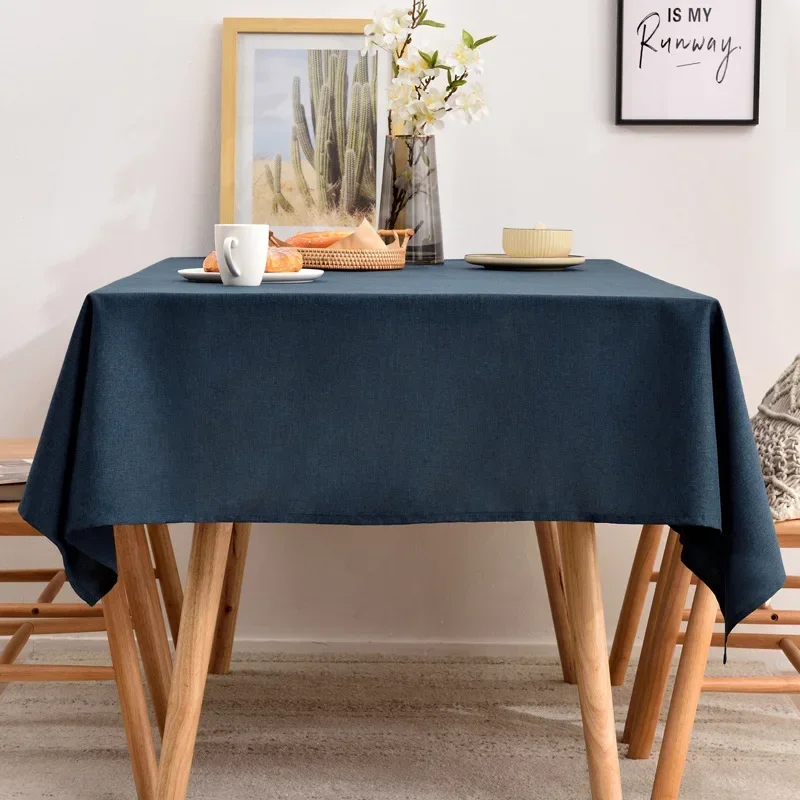 

Ins wind solid color imitation linen tablecloth household artificial linen waterproof and oil-proof table cloth