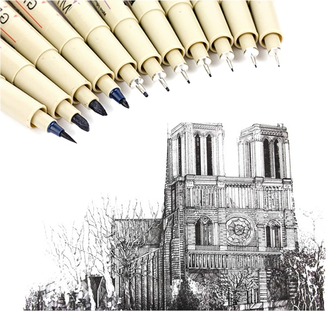 

0.05~1cm waterproof needles pen Professional drawing fiber sketch sign pen for designer architect office school DP061
