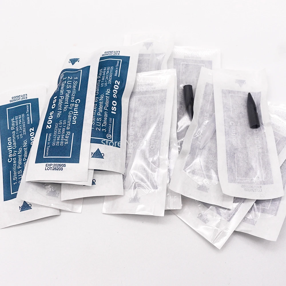 50pcs 1R Needle Tips Transparent/ Black Permanent Makeup Eyebrow and Lip Mosaic/Dragon/Merlin Tattoo Machine Needle Caps