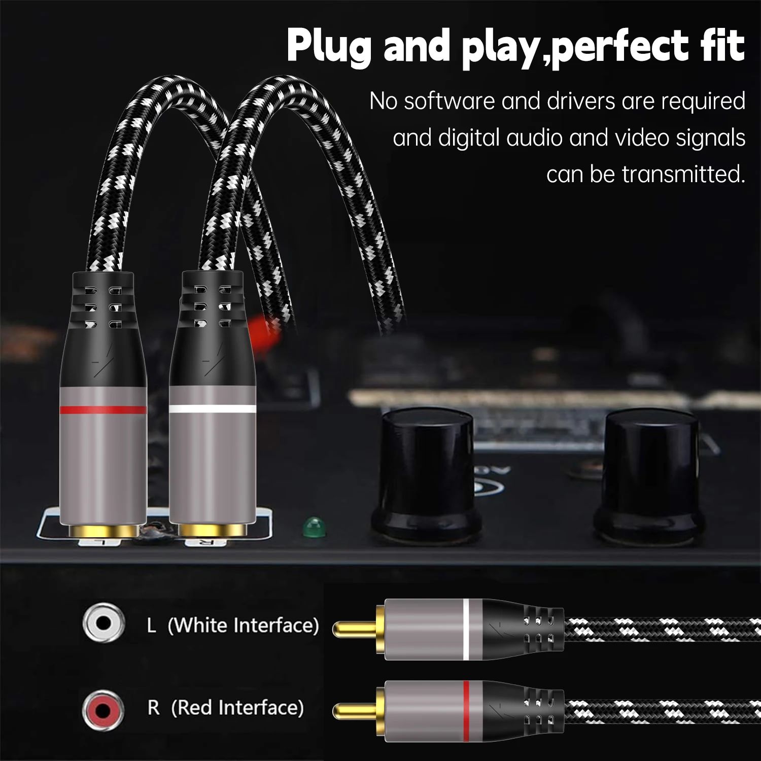 Premium HiFi Stereo RCA Audio Cable - Male to Male for Enhanced Sound Quality in Home Audio Systems
