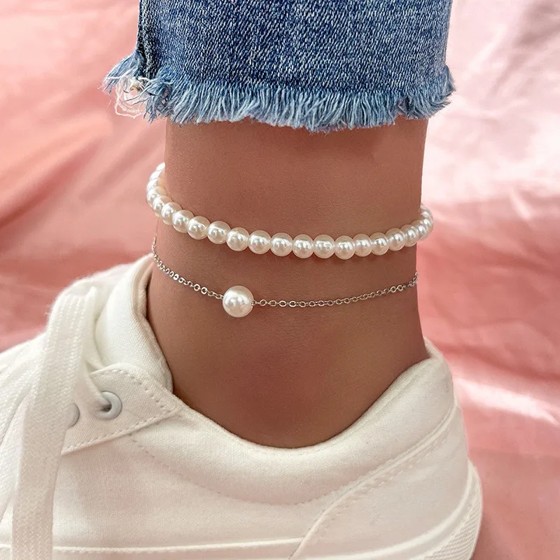 Fashion Accessories Fashion Pearl Anklet Women Ankle Bracelet Beach Imitation Pearl Barefoot Sandal Anklet Chain Foot Jewelry