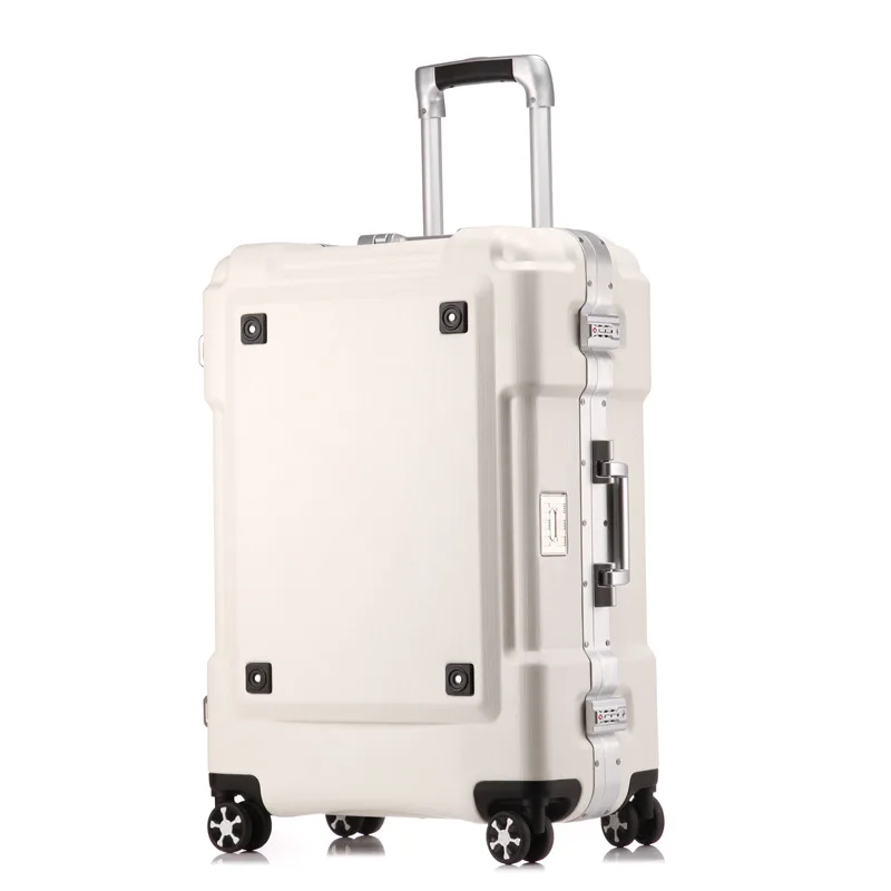 New Aluminum Frame Rolling luggage with Cup Holders Trolley suitcase on wheels Mens Business Hand hardside rolling Luggage