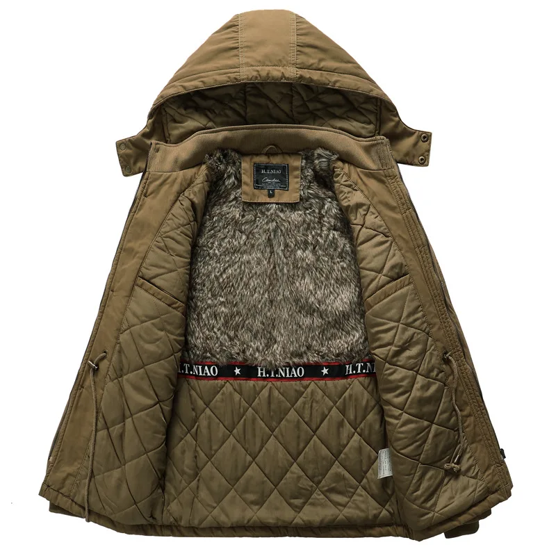 

2022 Winter Jacket Men Military Style Thick Warm Fleece Parka Coat Multi-pockets Cargo Jacket Hooded Windbreaker Outwear Men 5XL