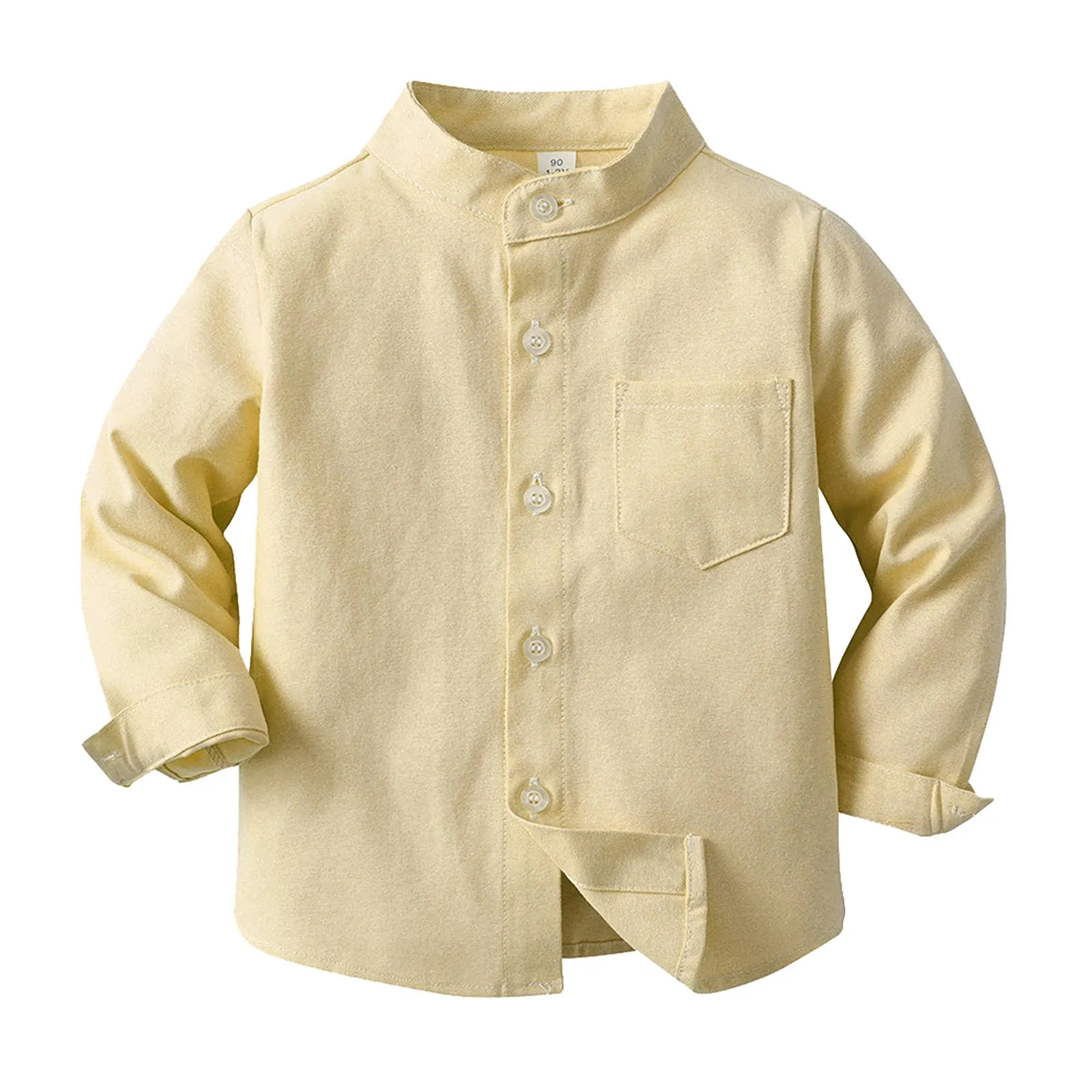 Kids Boys Solid Color Shirts Tops Long Sleeve Single-breasted Baby's Formal Shirt for Christening Birthday Party Toddler Clothes