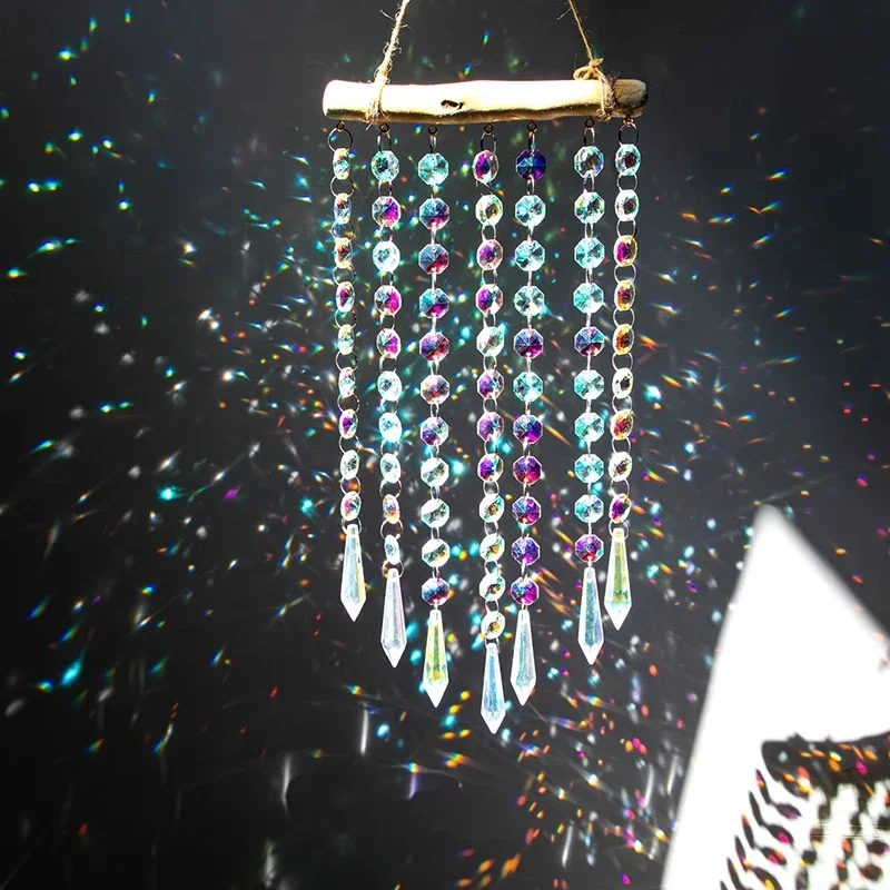 Crystal Rainbow Suncatcher Moon Light Catcher Crystal Hanging Pendants Stained Glass Wind Chimes Home Garden Decor Kristalle