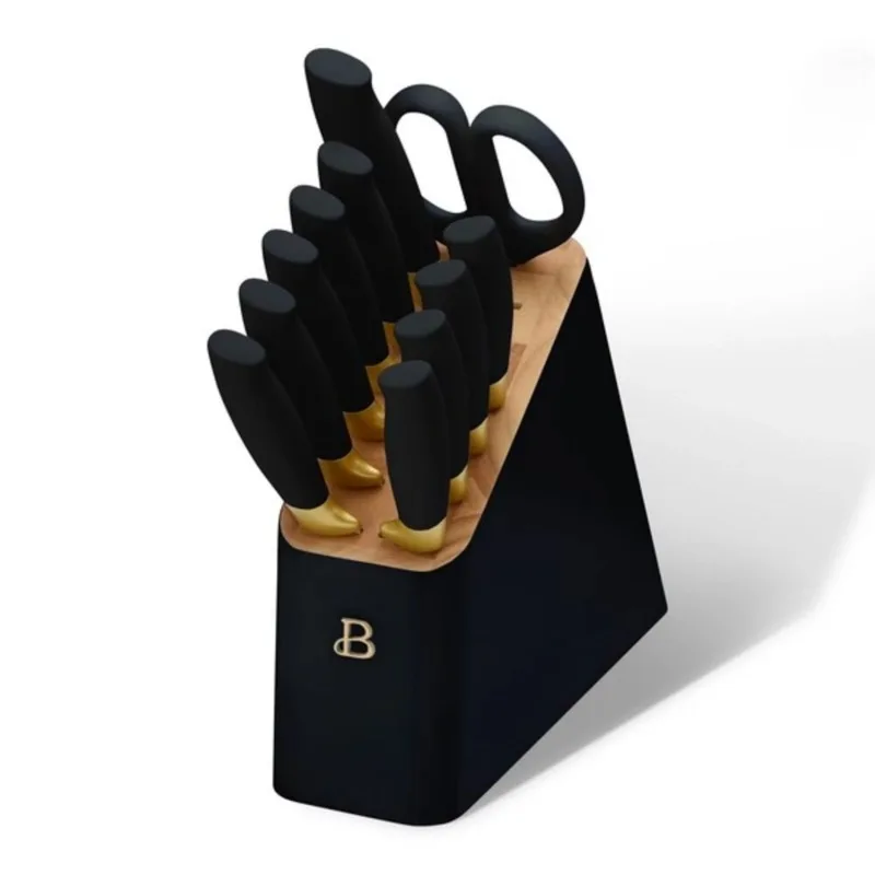 12 Piece Knife Block Set with Soft-Grip Ergonomic Handles White and Gold by  Drew Barrymore - AliExpress