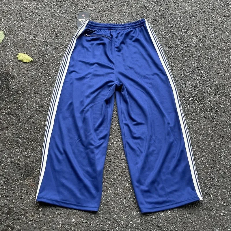 25ss Butterfly Embroidery Wide Leg Sweatpants Oversized Mens Joggers Blue Women Casual Striped Trousers With Tag 3