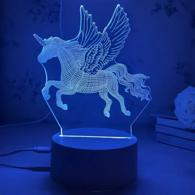 Perfect for Nursery, this Vibrant and Colorful 3D Flying Horse Night Light with Easy Touch Control Switch is Ideal for 0+ Years  3
