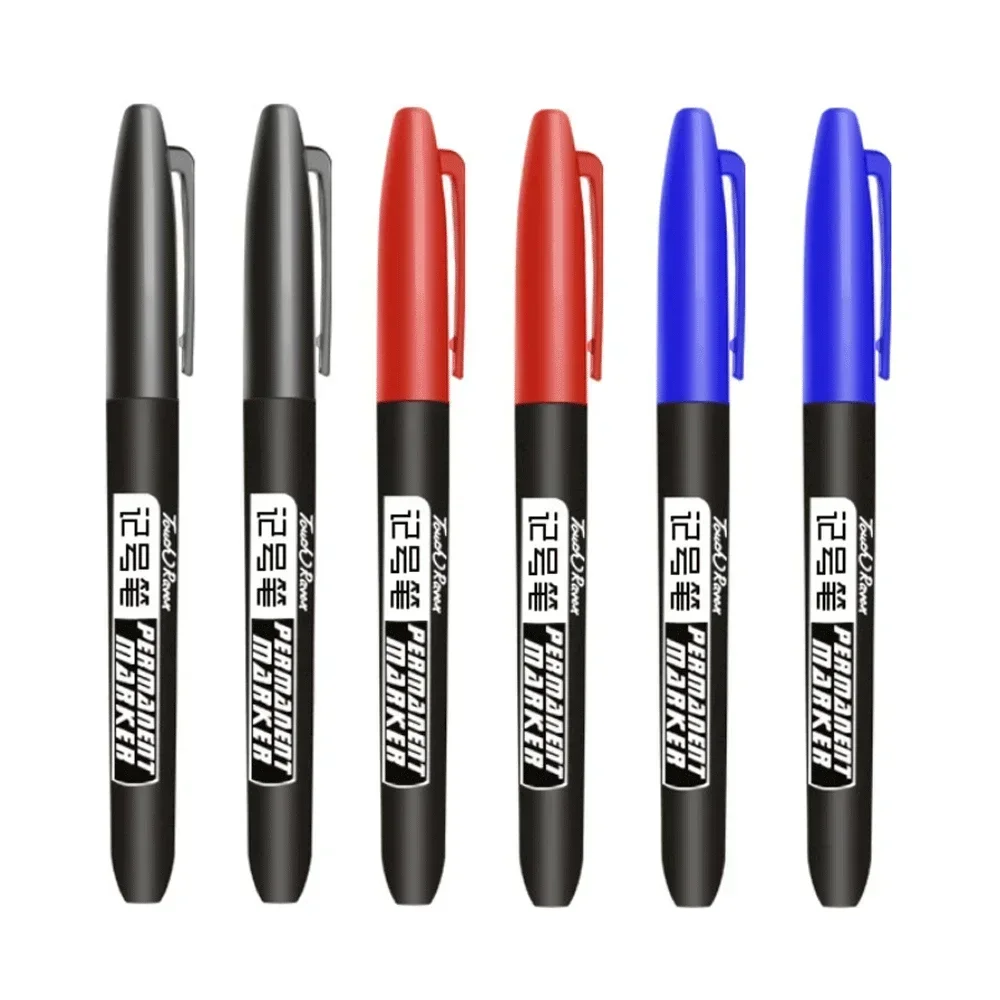 Multi-Pack Permanent Marker Set - Fine and Thick Nibs, Waterproof Ink - Black, Blue, Red