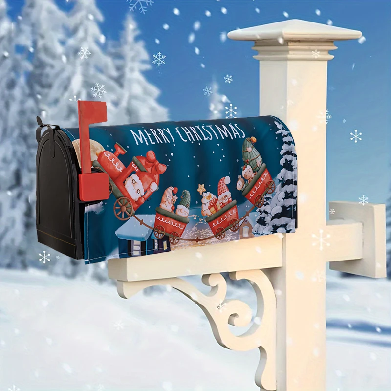 Merry Christmas Mailbox Cover Magnetic Standard Winter Snowflake Decorative Christmas Large Mailbox Wraps Post Letter Box