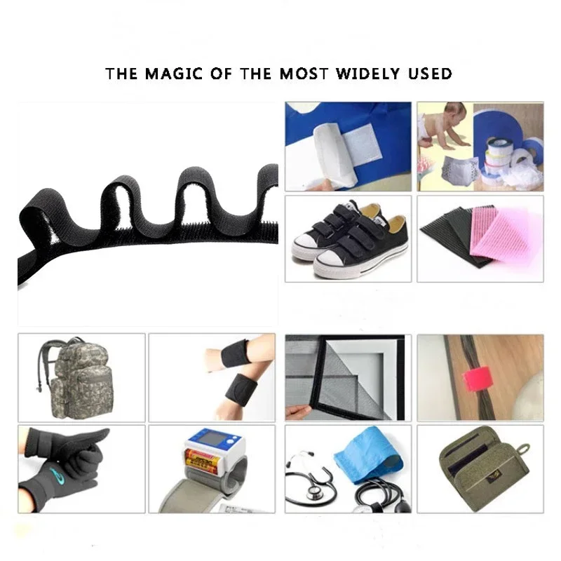 5 미터/쌍 나일론 패스너 테이프 검정 흰색 접착제 없음 DIY 바느질 용 비 접착 후크 및 루프 테이프 매직 테이프 액세서리