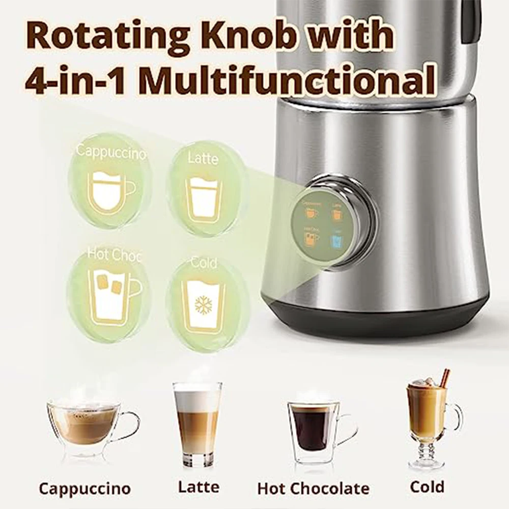 900ML Multi-function Electric Milk Frother Hot and Cold Doubles For Making Latte Cappuccino Coffee Chocolate Rapid Foaming 3