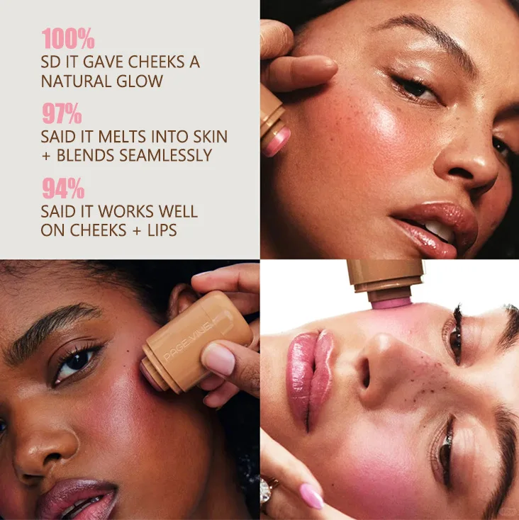 Makeup cheek blusher pocket blush stick 6 color lip and cheek hydrating highlights