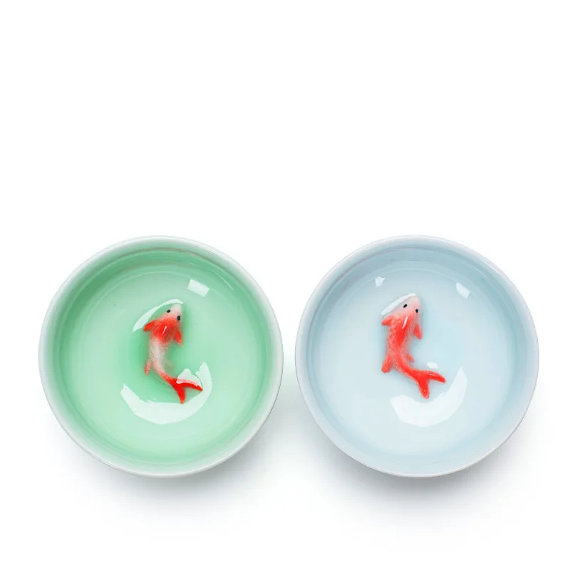 Chinese Tea Cups Porcelain Celadon Fish Teacup Set Loose Leaf Teapot Drinkware Oolong Tea Ceramic China Kung Fu Sets