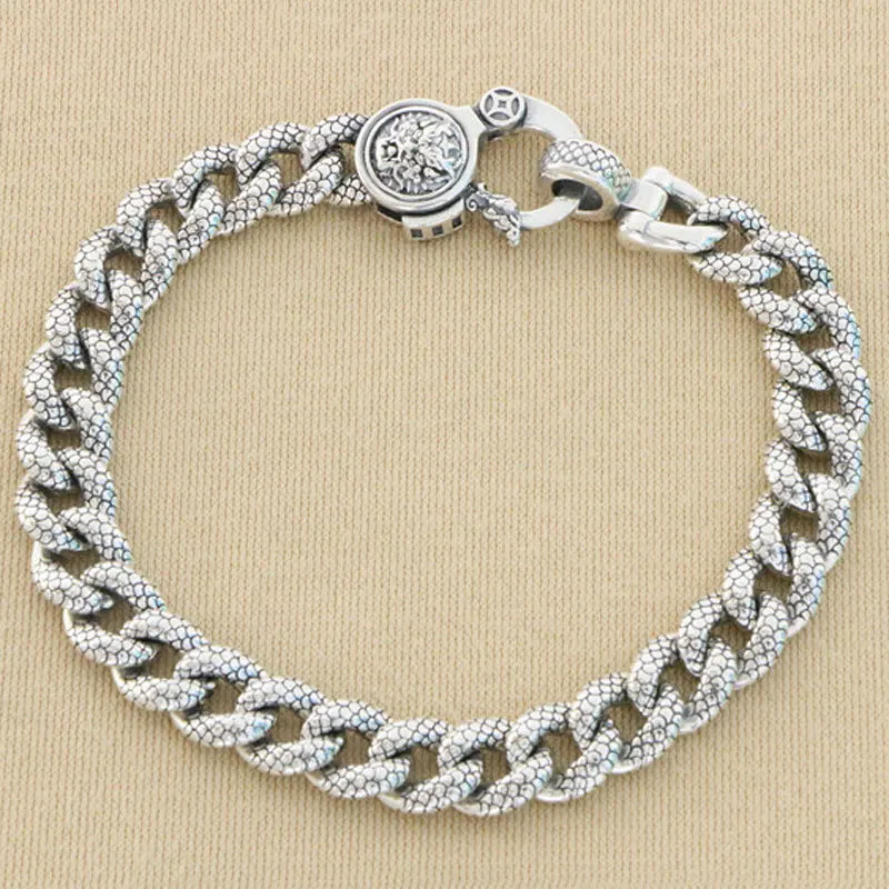 

Красивый браслет из серебра 925 пробы с рисунком дракона модный мужской браслет из тайского серебра в ретро стиле властливый толстый серебряный браслет