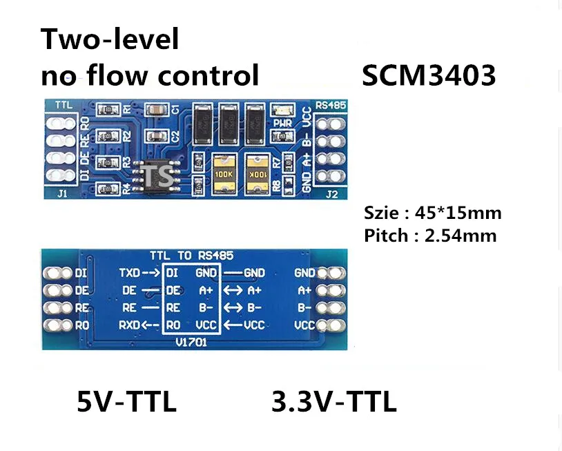 SN74HC04D + SP485 TTL to RS485 module MAX13487 485 to TTL level