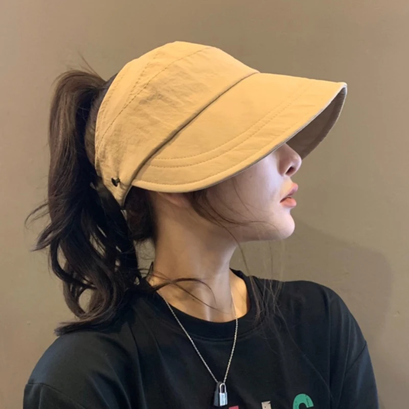 Women Sun Hat Summer Wide Brim Foldable Adjustable Outdoor Beach Bucket Hat UV Protection Visors Fisherman Ponytail Caps sun protection hat fisherman hat