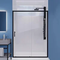 Matte black waterproof glass shower door with sealing strip component, easy to slide roller sliding 1