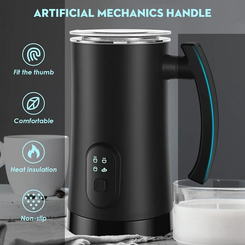 4-in-1 Electric Milk Frother with Pouring Handle 11.8Oz/350ML Hot