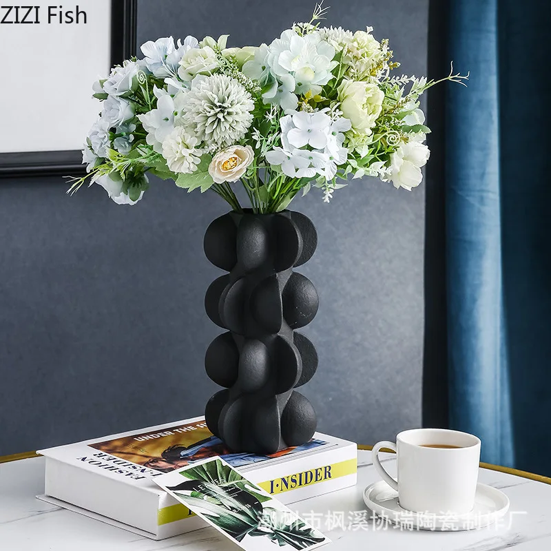 Nordic Resin Vase Geometric Spiral Black and White Flower Vase Living Room Decoration Flower Arrangement Crafts Wedding Vases 3