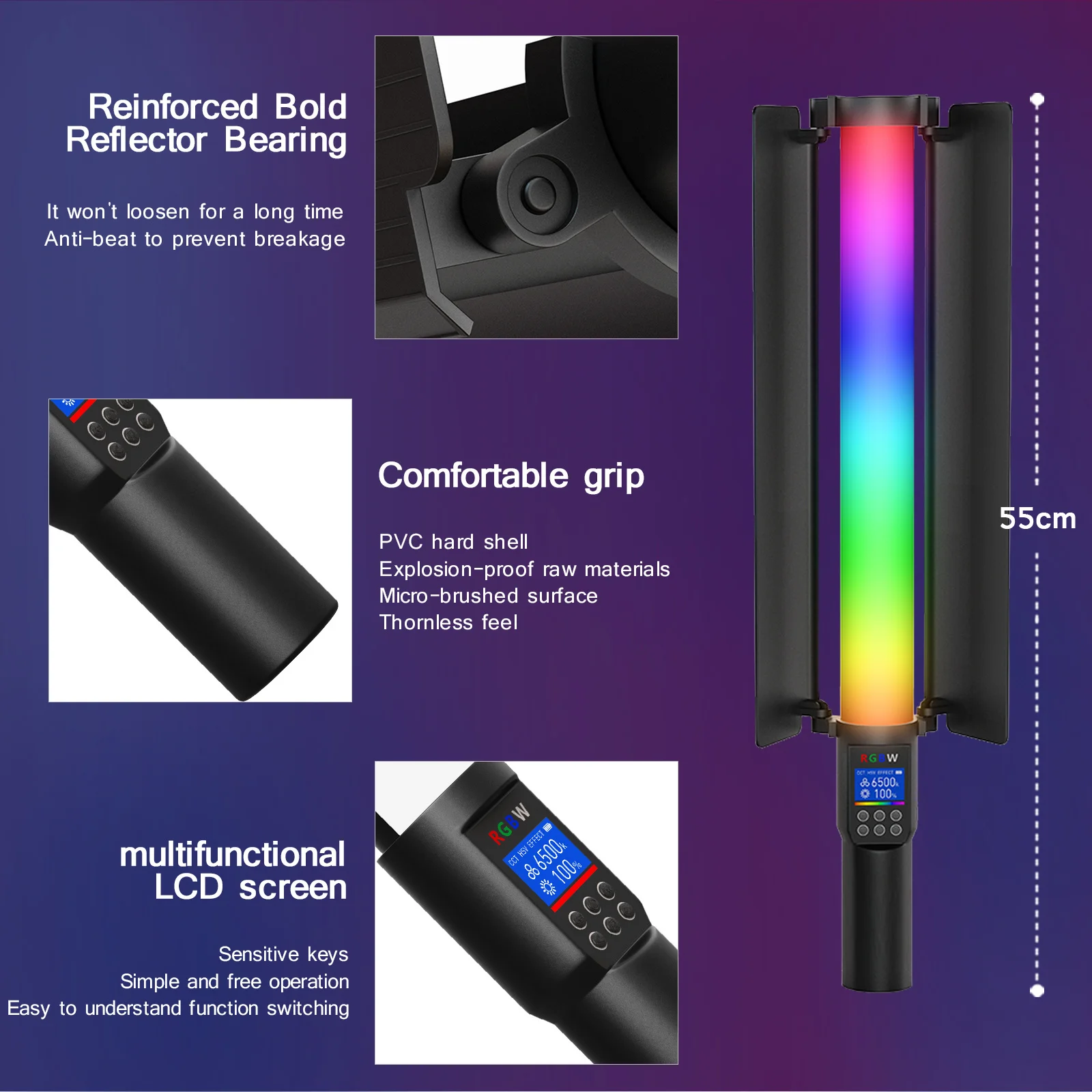 Rgb Video Light Stick Wand Lâmpada Led Colorida Luz de Preenchimento Flash Portátil Velocidadelight Iluminação Fotografia Suporte para Tripé Festa - Image 2