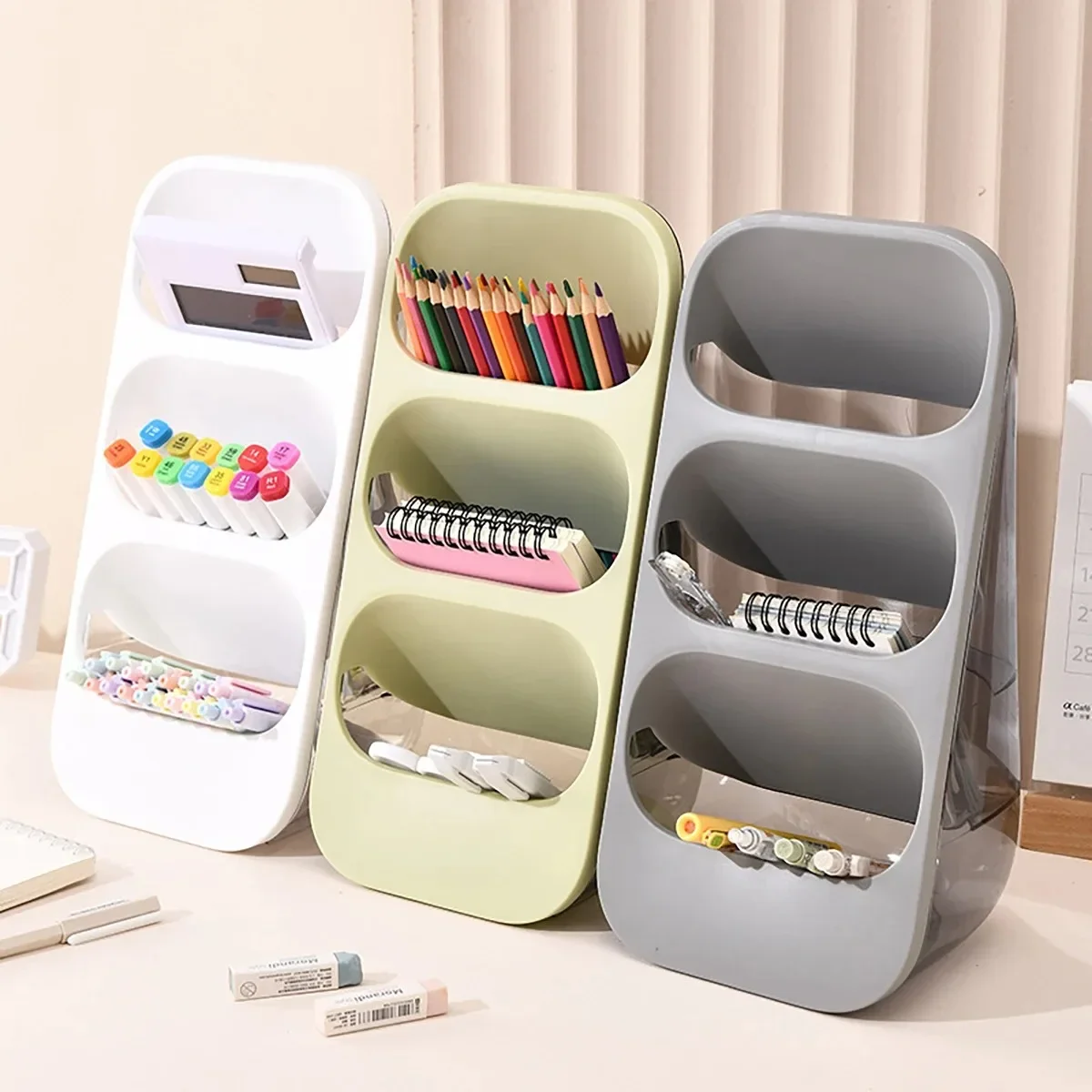 Household Multi-layer Chopstick and Spoon Storage Rack Kitchen Dust-proof Rack Three-compartment Cosmetic and Tool Storage Box