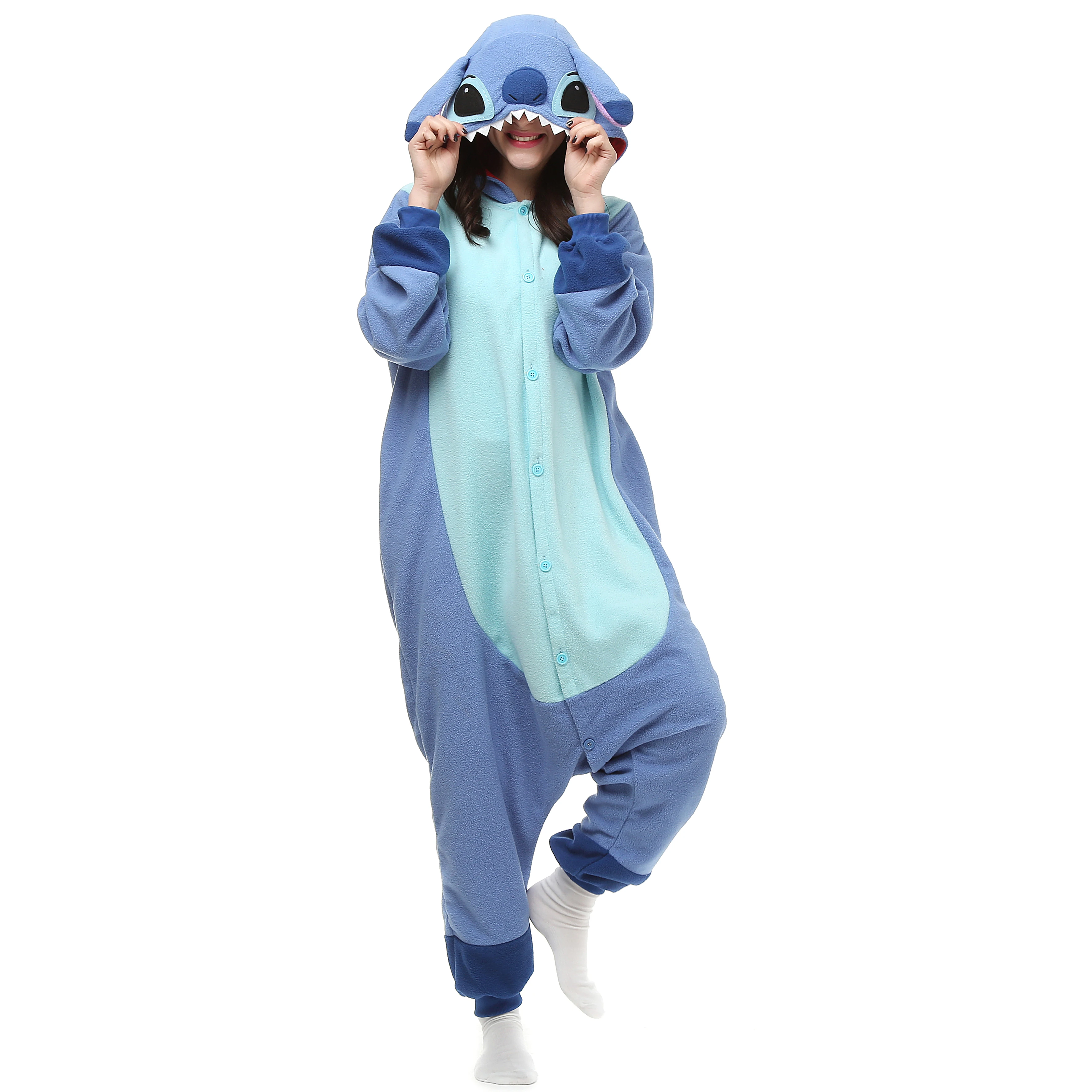 Adults Animal Cookie Bear Mike Stitch Kigurumi Onesies Pajamas Cosplay Costume Halloween Christmas Sleepwear Birthday Gifts