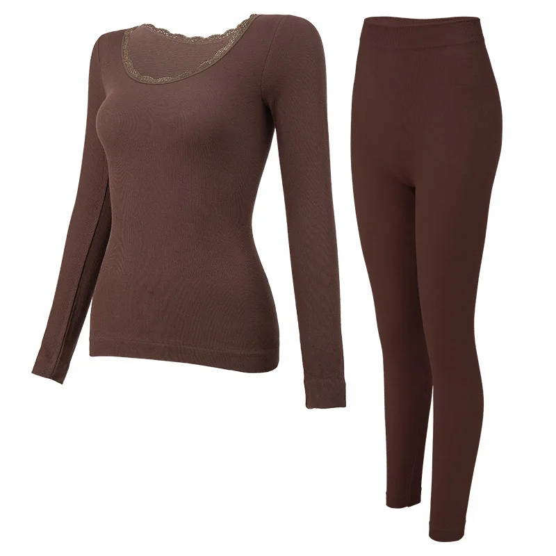 Thin Women Thermal Underwear Leggings Home Clothing New Autumn Winter Seamless Long Johns Stretchy Tops Tights Set V872
