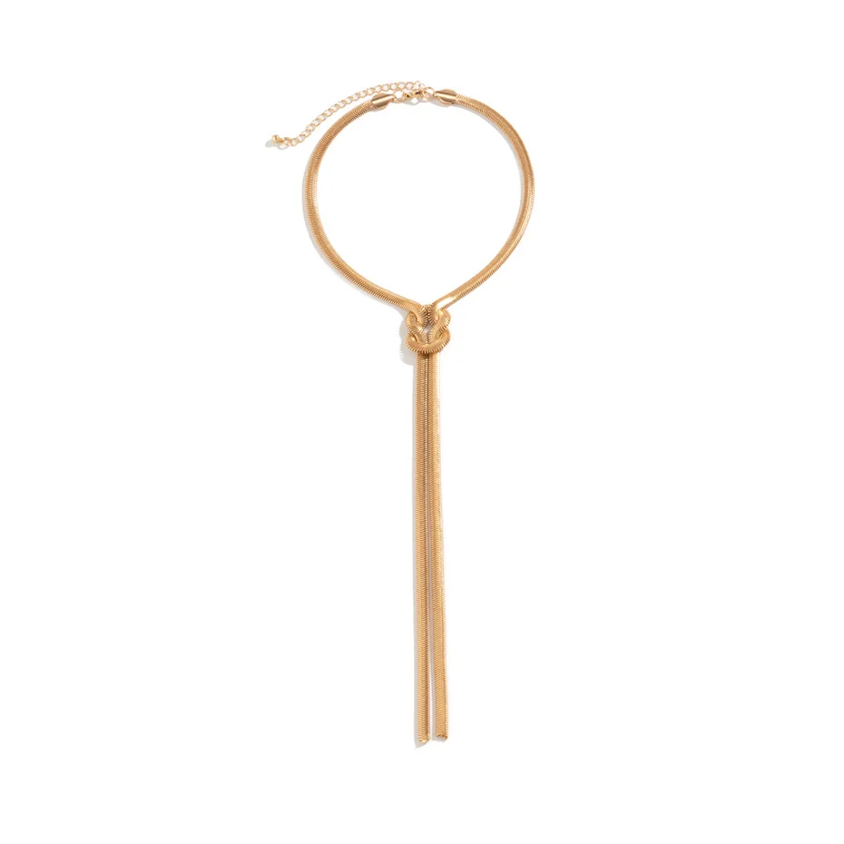 Ingemark Einzigartige verstellbare gedrehte klobige Schlange lange Kette Halskette für Frauen Sexy Vintage geknotete Link Grunge Brust Schmuck neu – Detail 21