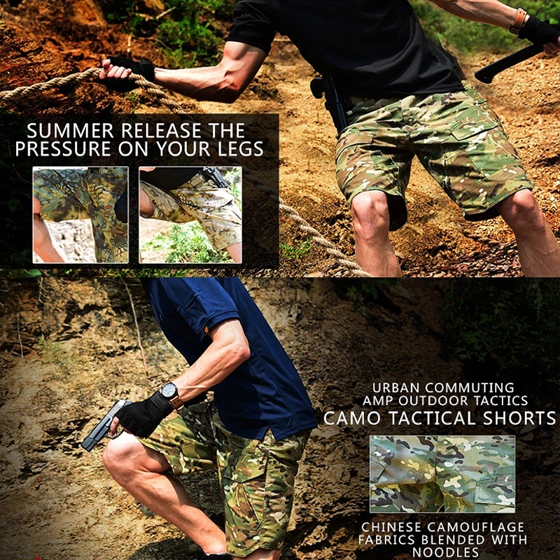 HAN WILD Summer Fishing Shorts Tactical Cargo Shorts Men Military Paintball  Camouflage Waterproof Army Airsoft Multi Pockets
