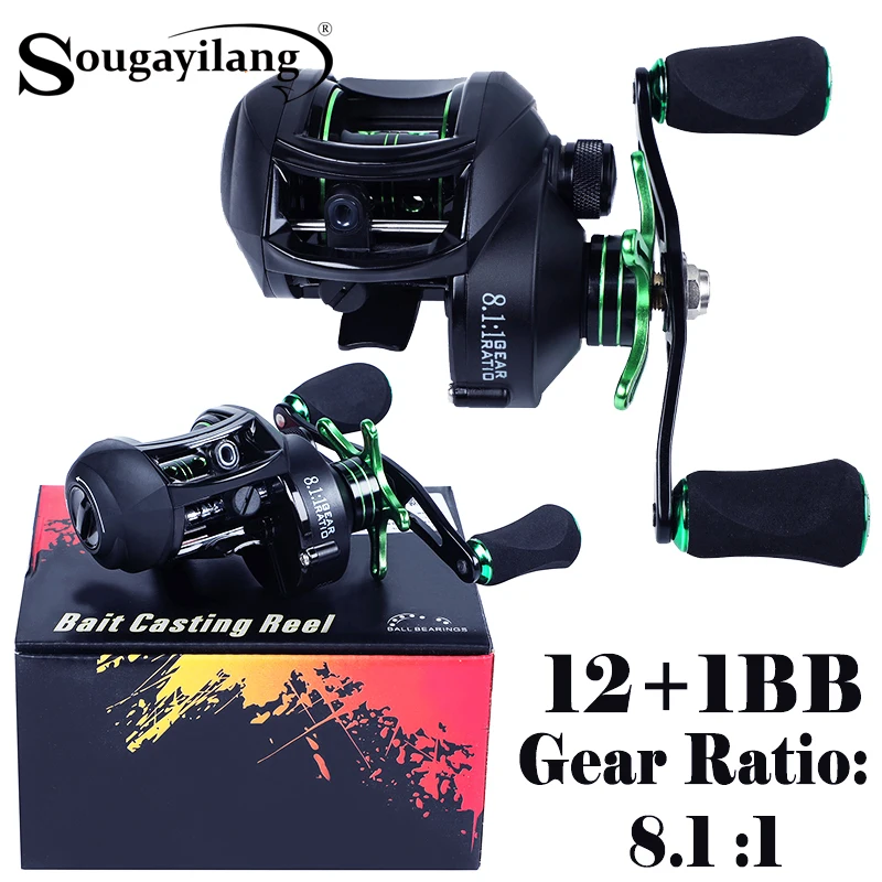 Sougayilang Baitcasting Reel 8.11 High Speed 12+1BB Fishing Reel Wheel