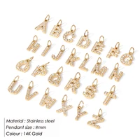 Stainless Steel Letter DIY 26 Initial Pendant for Women Zircon Alphabet Charms for Jewelry Making Customizable Name Accessories 2