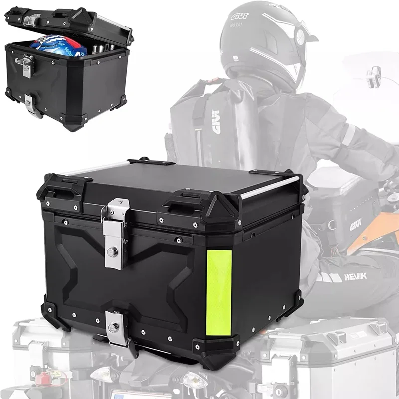 65L Waterproof Aluminum Motorcycle Top Case with Lock