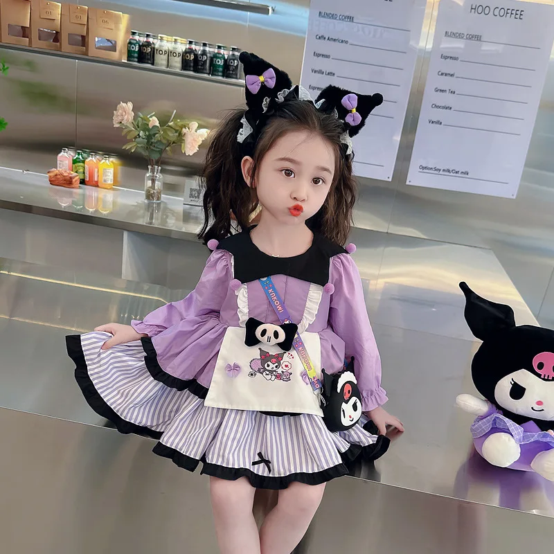 

Kawaii Sanrioed Лолита горничная костюмы аниме Kuromi дети девочка мультфильм брикет Горничная Косплей Костюм анимация шоу