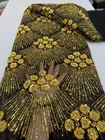 African Heavy Beaded Lace Fabric 2025 High Quality Nigerian Sequin Pearl Lace French Tulle Fabric For Wedding Party Dress Sewing