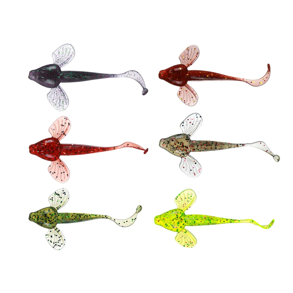 

6PCS Lifelike Worm Bait Worm Bait Saltwater Freshwater Bionic Fish Fishing Lures 10cm/55g (Random Color)