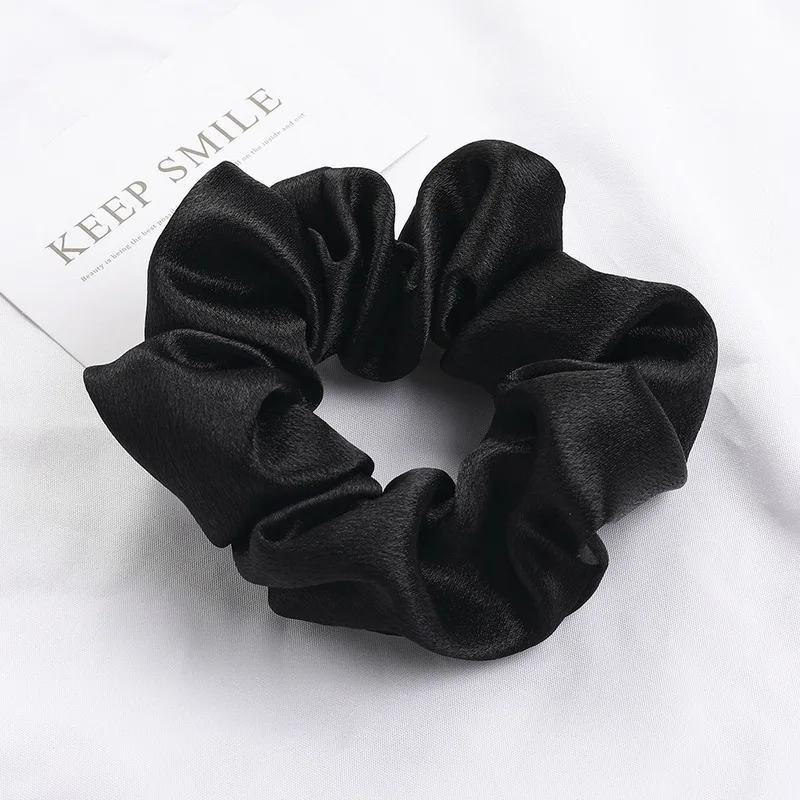 Korea Einfarbig Satin Scrunchies Für Frauen Elastische Seide Haarband Mädchen Schwarz Rot Haar Krawatte Pferdeschwanz Halter Haar Seil Kopfbedeckungen – Detail 7