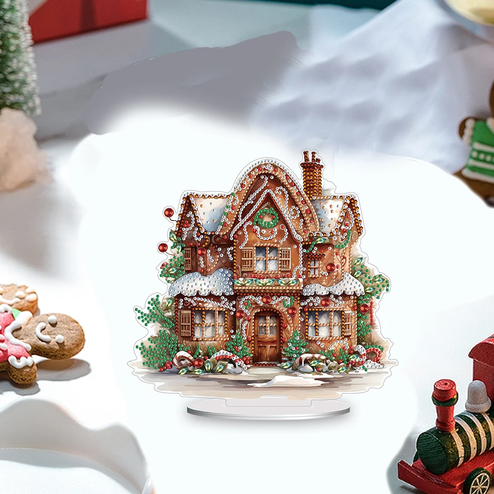 Wooden Diamond Art Table Decor Christmas Crystal Painting Desktop Kit DIY Diamond Painting Desktop Decor Gift for Christmas