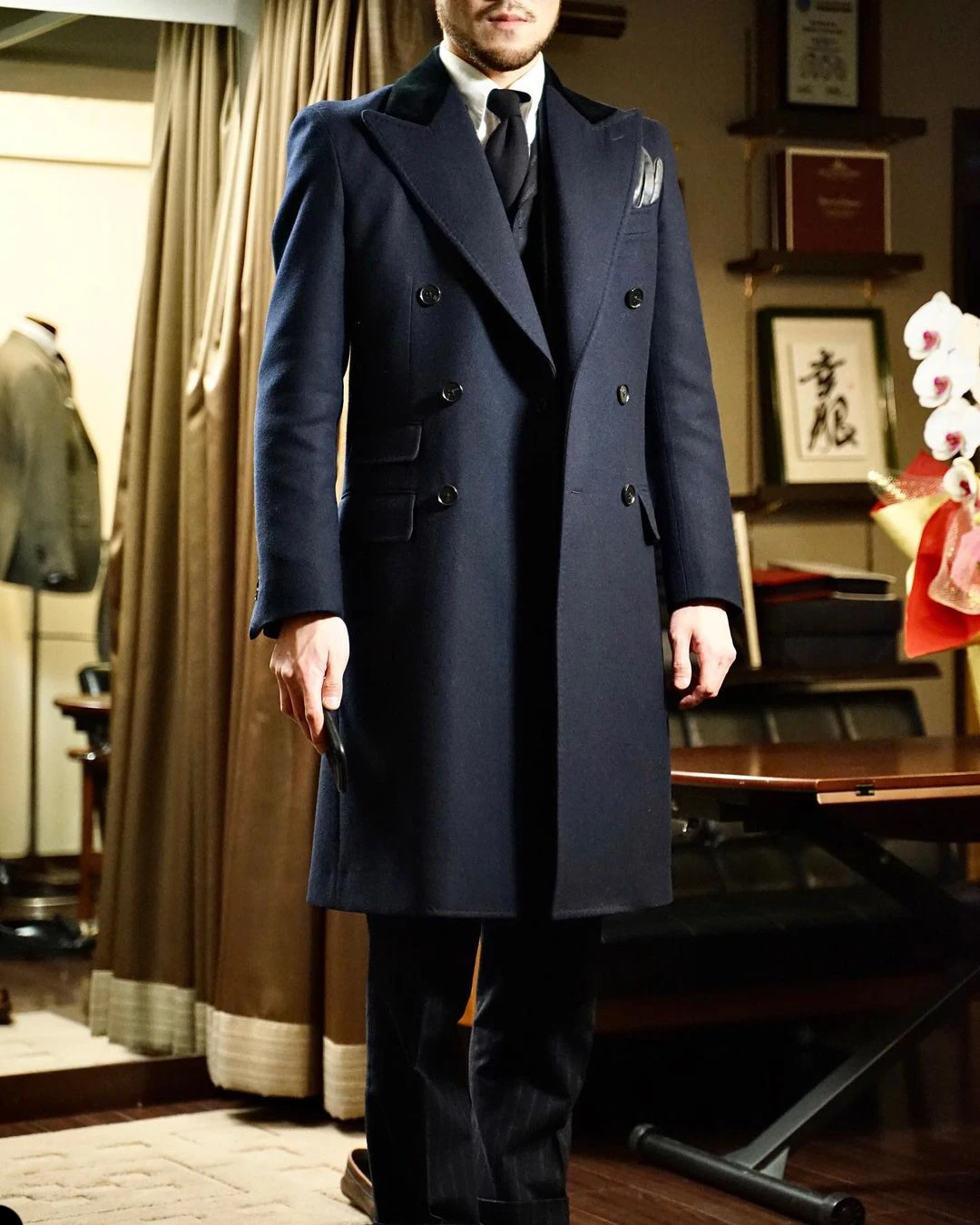 Black Woolen Modern Men Coat Tailor-Made One Piece Men Blazer Overcoat Jacket Winter Warm Wedding Groom Causal Prom Tailored