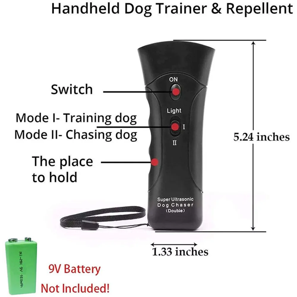 3 in 1 Ultrasonic Pet Dog Repeller Anti Barking Stop Bark Training Control Device Trainer Stop Bark Deterrents Trainer