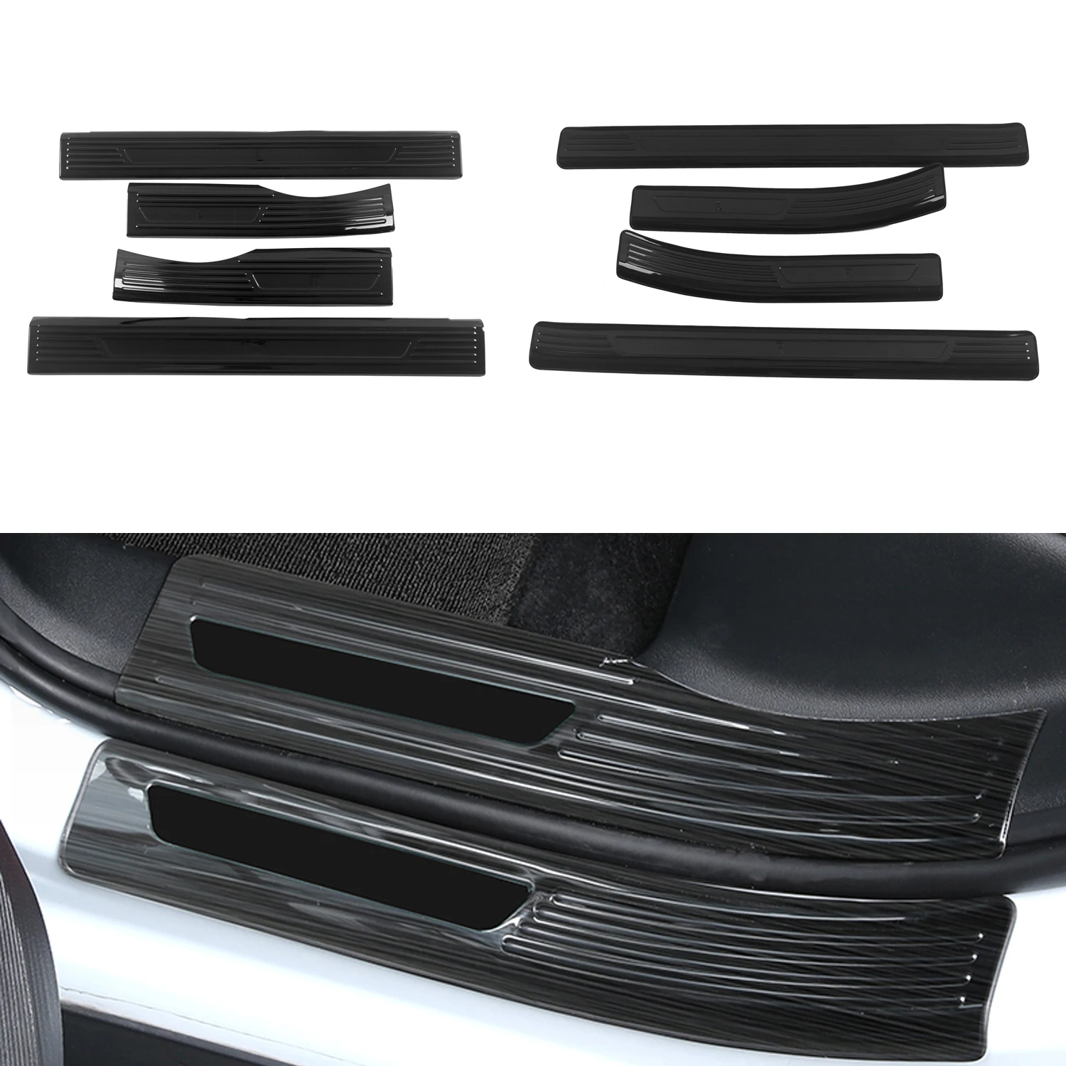 

for Volkswagen ID.3 2019-2023 Black Car Door Sill Protector Entry Guards Threshold Scuff Plate Welcome Pedal Cover 8pcs