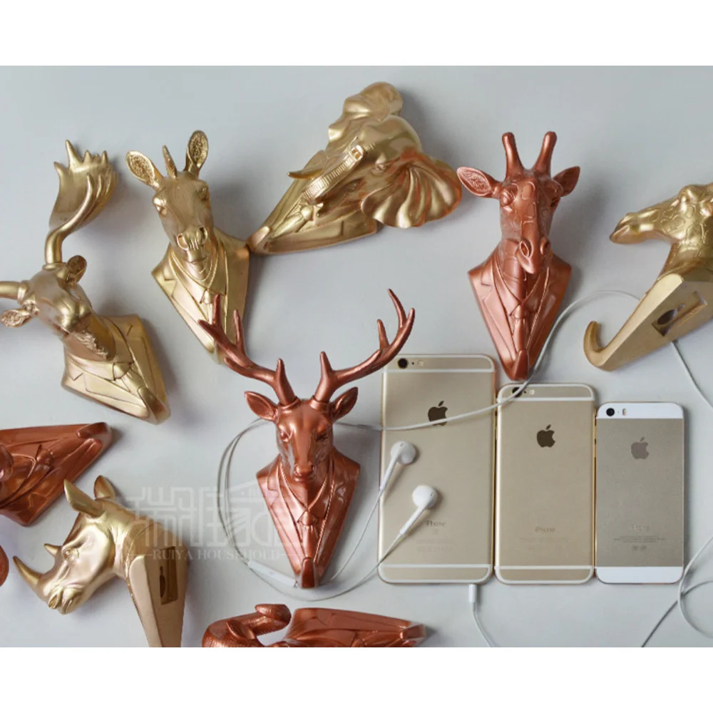 Nordijska Ustvarjalna Živalska Glava Dekoracija Kavelj Smola Jelenova Glava Stenska Dekoracija Stenska Viseča Ključ Stenska Viseča Kavelj za Oblačila_voghion.com
