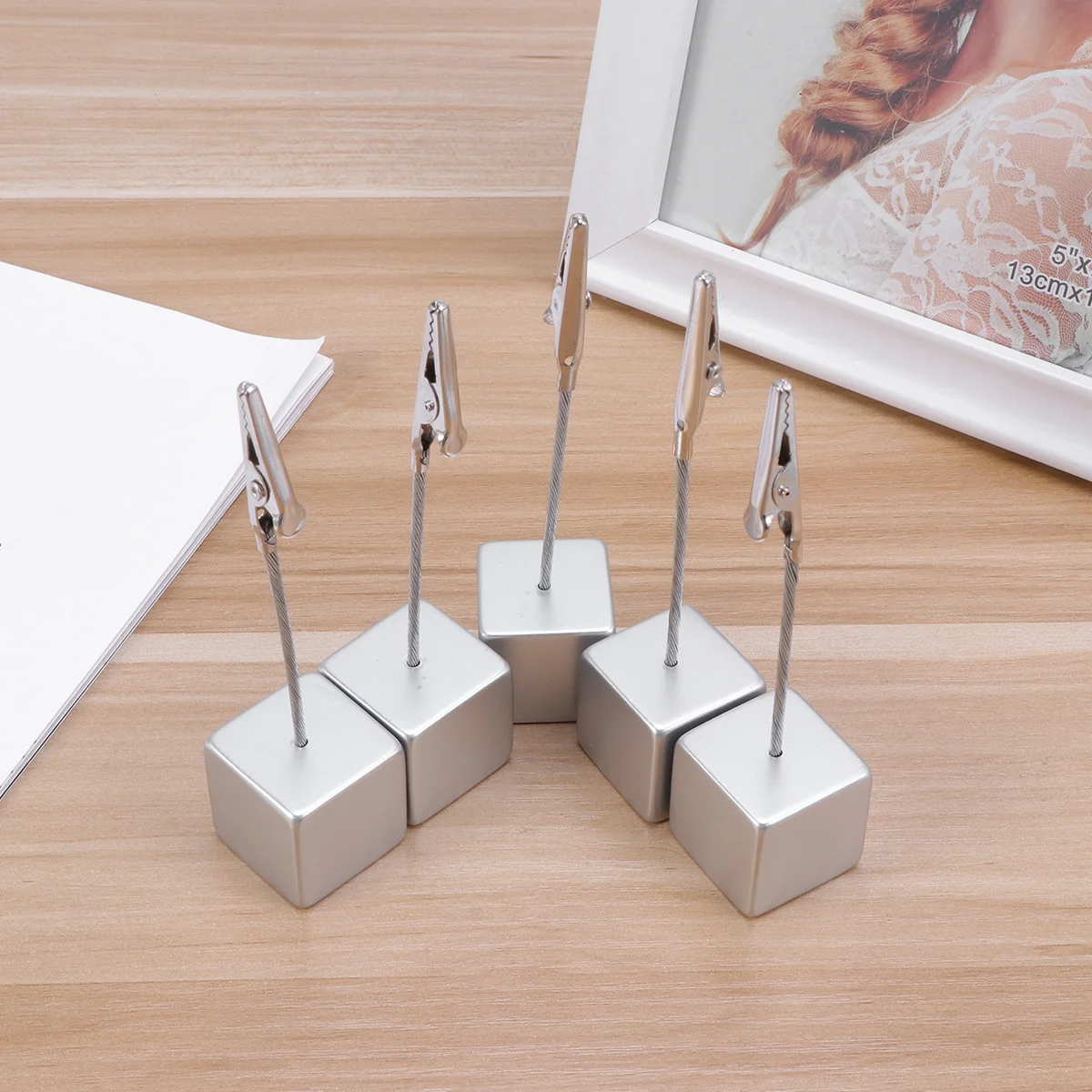 

10 Pcs Wedding Number Clip Table Picture Wire Cube Resin Photo Holder Paper Business Cards DIY Gift