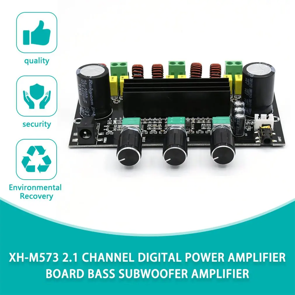 Hot XH-M573 TPA3116D2 보드 80W+80W+100W 2.1 채널 TPA3116 디지털 전력 증폭기 보드 1.2MHZ 베이스 서브우퍼 Dro[pshipping