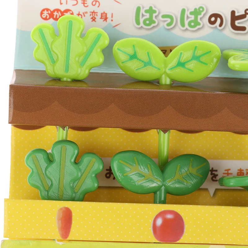 Fruit Fork Food Toothpicks Food Picks 8pcs Fruit Fork Toothpick Leaves Plastic Decoration Lunch Box Bento Accessories Small Salad Tiny Fork Mini Cake Picks For Kids