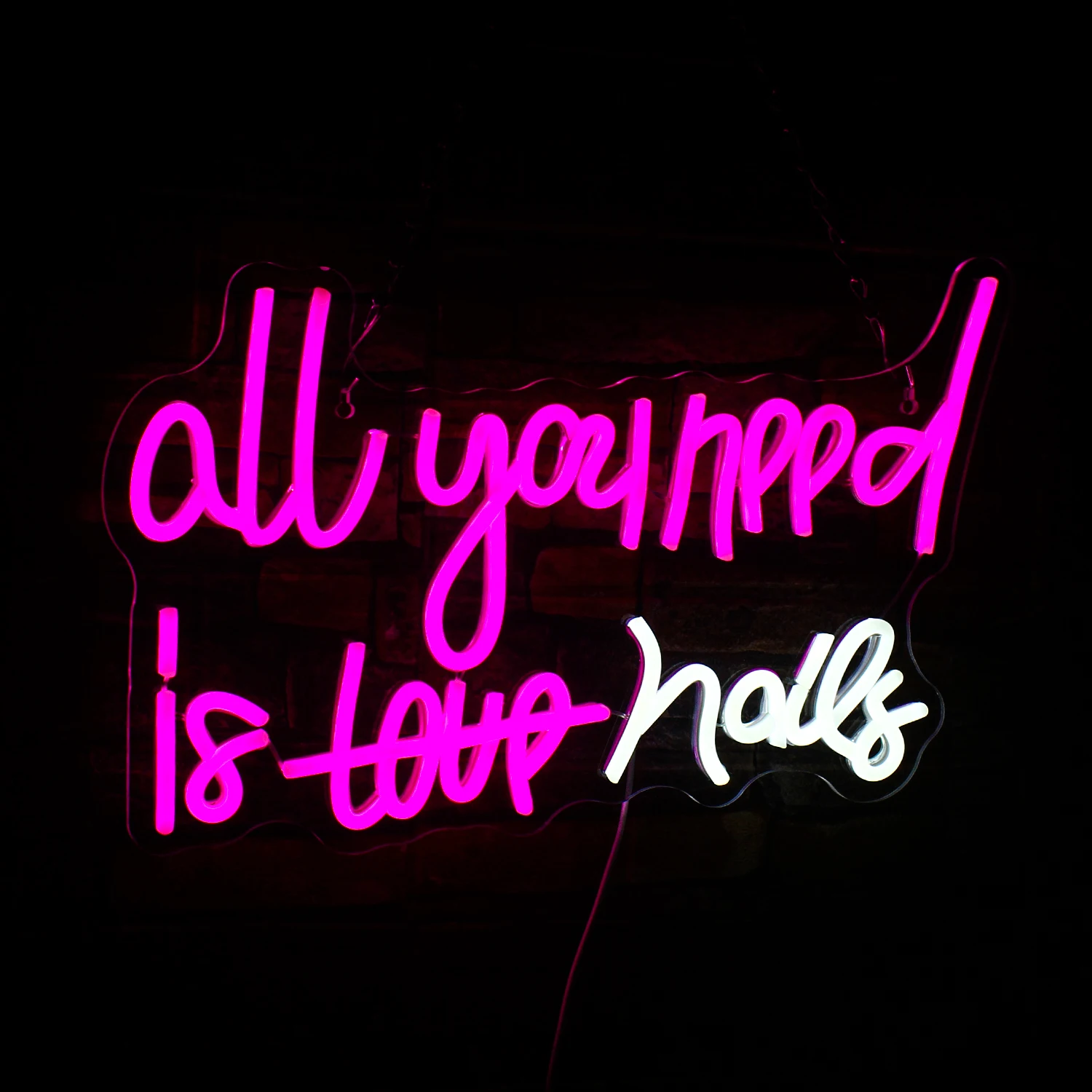 all you need is nails Neon Sign for Wall Decor Pink Nails Letter Lights Salon Beauty Room Stores Bedroom Logo Girls Gift USB