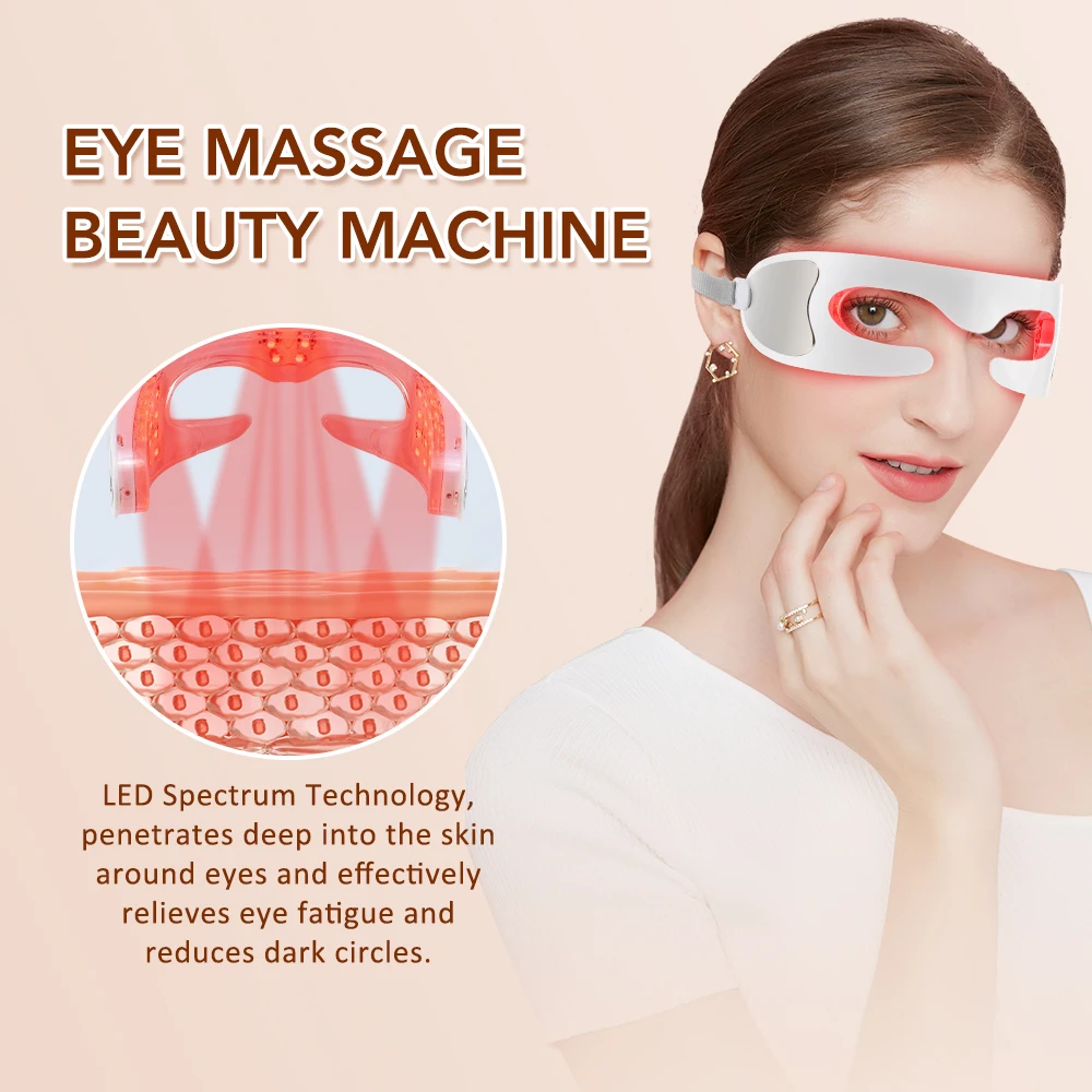 White ABS TPR 3D Eye Massager with LED Light Therapy