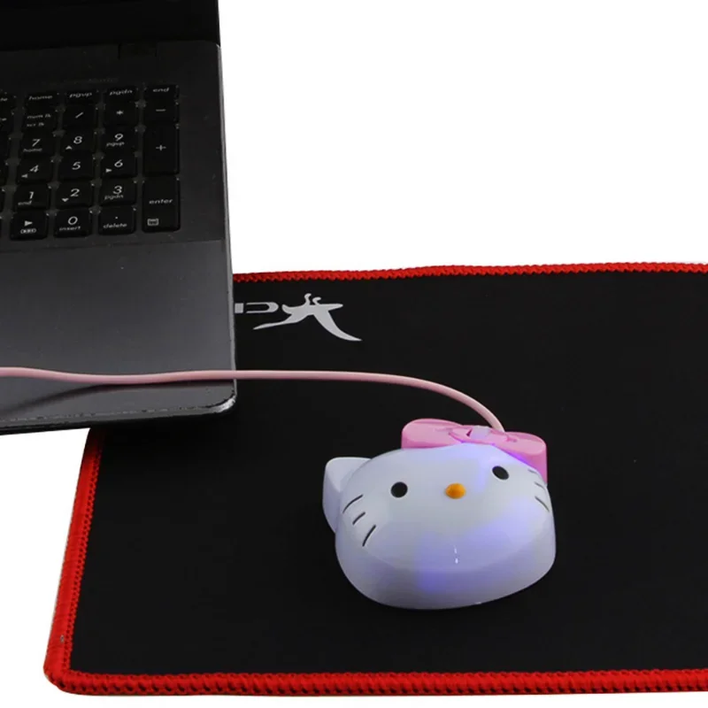 Sanrio Hello Kitty przewodowa mysz na USB Anime spersonalizowane damskie notebooki do domowego biura mysz do laptopa PC akcesoria System IOS prezent