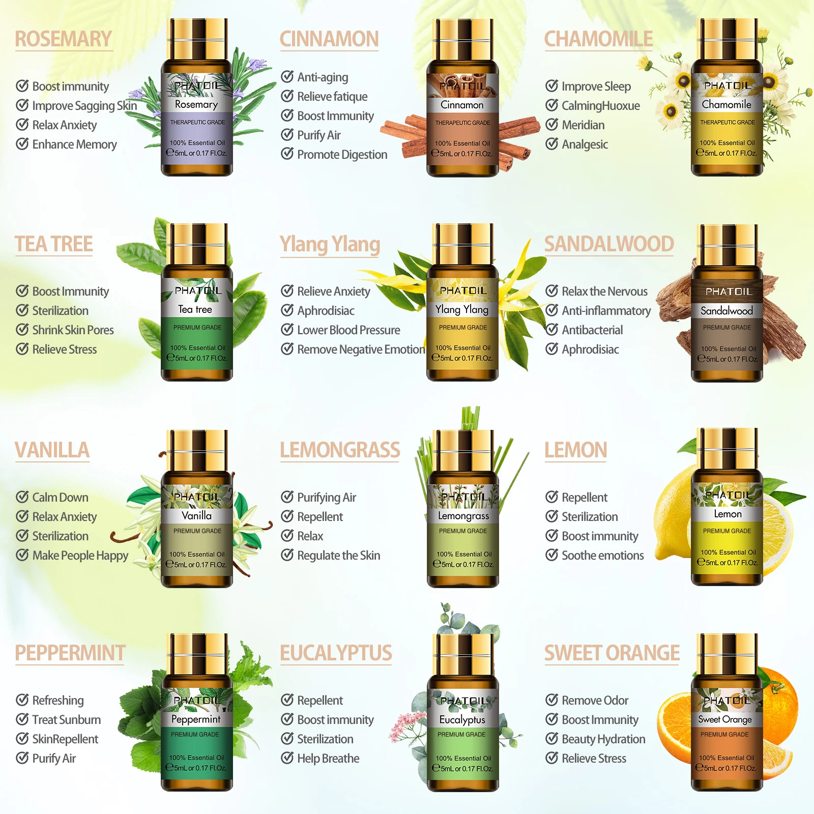 Essential Oils Set High Grade Fragrance Oils Aromatherapy Oils Gift Set 6 X  10ml Peach Coconut Strawberry Peppermint Ocean - AliExpress